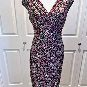 Elegant Pink Tan & Brown Women's Dress Flattering Fit